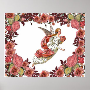 Póster Anjo bonito com fita cor-de-rosa