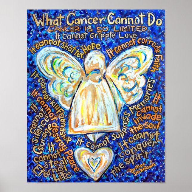 Poster Anjo Cancer azul e Dourado (Frente)
