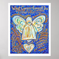 Poster Anjo Cancer Azul e Dourado (Borda Branca)