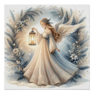 Póster Anjo Celestial de Inverno Lanterna da Paz