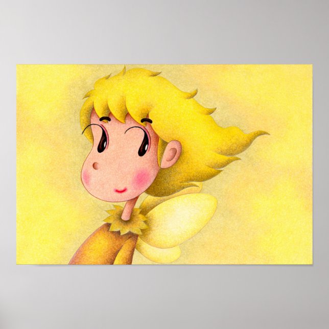 Poster Anjo com cabelo amarelo. (Frente)