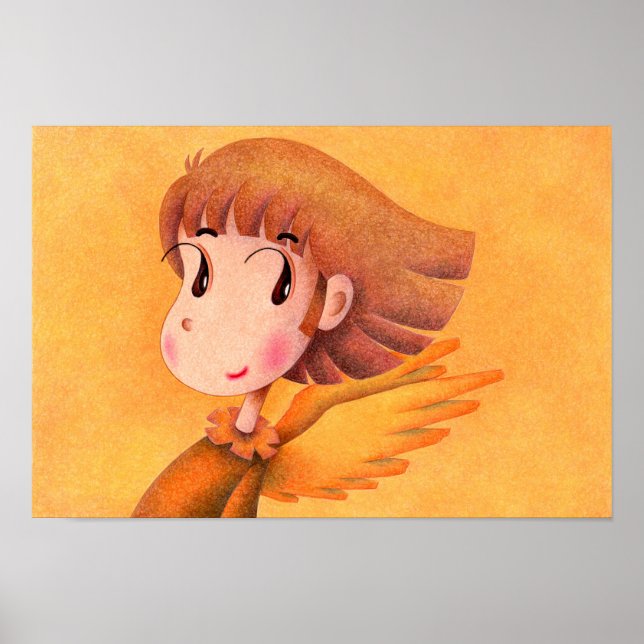 Poster Anjo com cabelo castanho. (Frente)