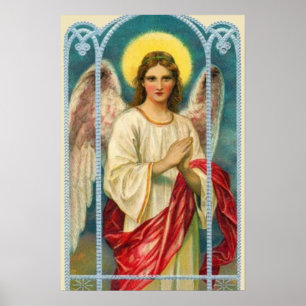 Poster Anjo Com Tríptico de Fita Rosa
