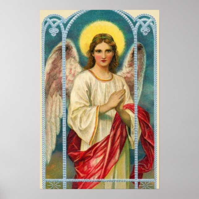 Poster Anjo Com Tríptico de Fita Rosa (Frente)
