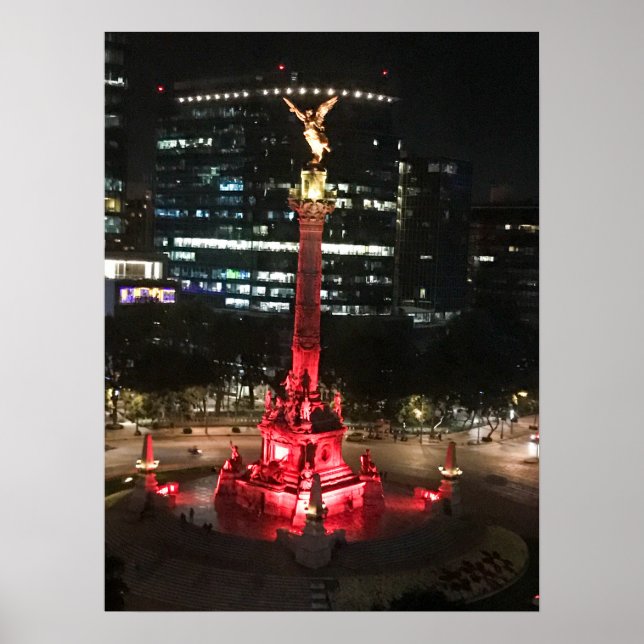 Poster Anjo da Independência iluminado de vermelho, Cidad (Frente)