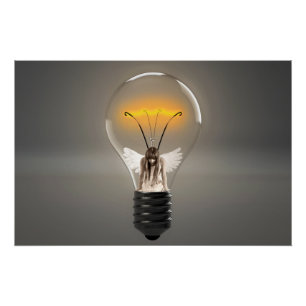 Póster Anjo da Mulher no Lightbulb