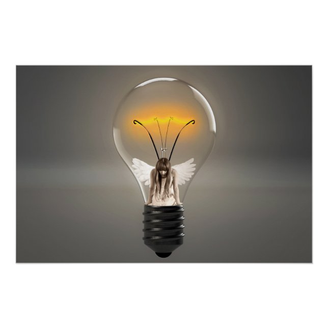 Póster Anjo da Mulher no Lightbulb (Frente)