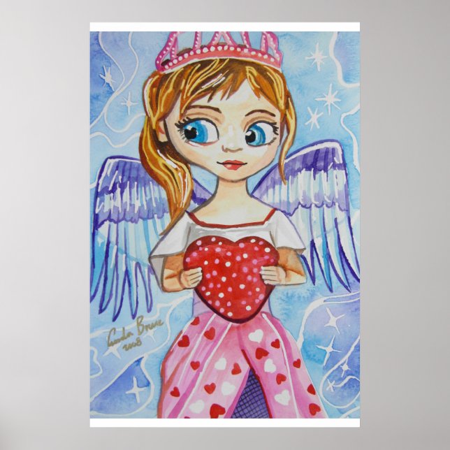 Poster Anjo de amor, garota bonitinha com o coração Gordo (Frente)
