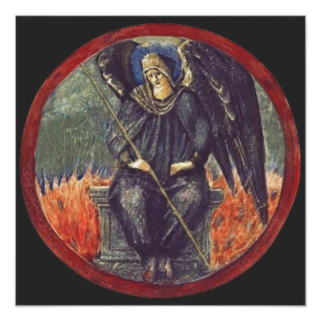 Póster Anjo de Cherubim preto (Frente)
