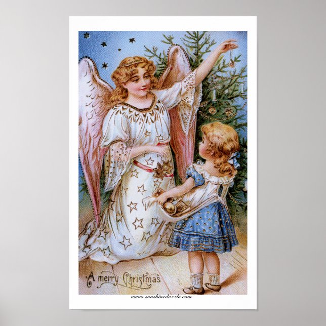 Póster Anjo de Natal com Garota Vitoriana (Frente)