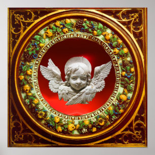 POSTER ANJO DE RENAISSÂNCIA DA FLORENTINA COM COROA FLOR