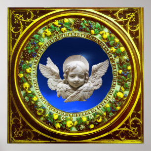 POSTER ANJO DO RENASCIMENTO FLORENTINO COM COROA FLORAL