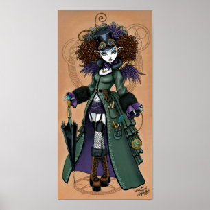 Póster Anjo do viajante do tempo de Steampunk do