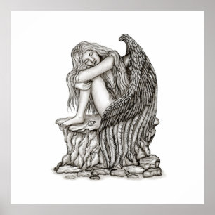 Poster Anjo dormindo na pedra