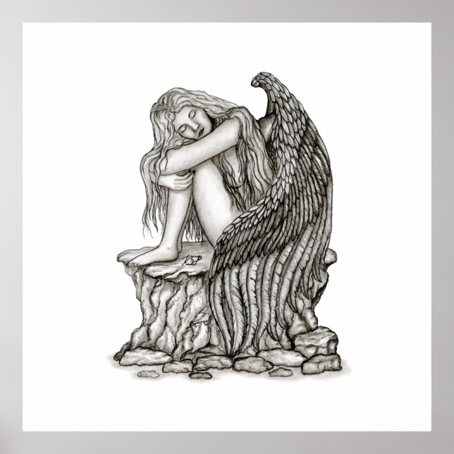 Poster Anjo dormindo na pedra (Frente)