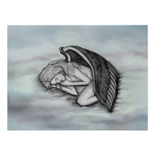 Póster Anjo dormindo nas nuvens do céu