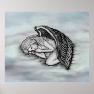 Poster Anjo dormindo nas nuvens do céu