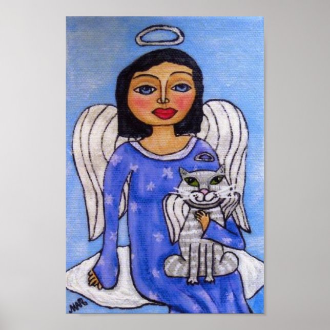 Póster Anjo e Gato Em Uma Nuvem (Frente)