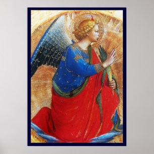 Póster ANJO EM Dourado Vermelho e Azul
