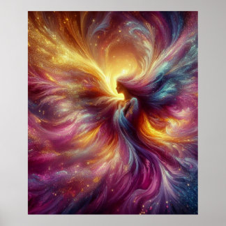 Poster Anjo em uma névoa abstrata colorida e fumegante na