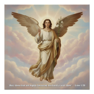 Póster Anjo Gabriel - Arcanjo Gabriel com Citação Bíblica