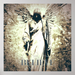 Poster Anjo gótico, vintage, arte rústica e sombria acr