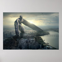 Anjo guardião protegendo a cidade