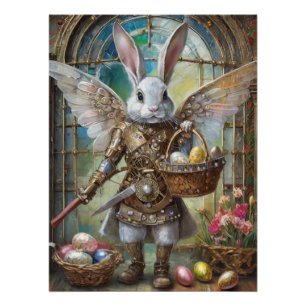 Póster Anjo Guerreiro Steampunk do Coelho de Páscoa