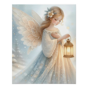 Póster Anjo Lanterna Celestial de Inverno de Conforto