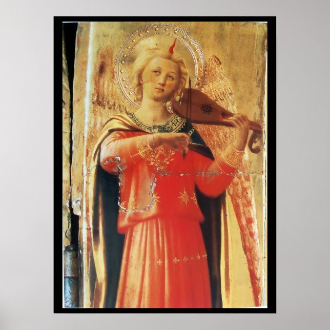 POSTER ANJO MUSICAL EM VERMELHO E DOURADO (Frente)