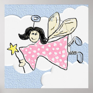 Póster Anjo nas nuvens 3 dimensionais