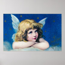 Anjo Natalino Vitoriano Antigo Noite Estrelada