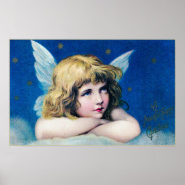 Poster Anjo Natalino Vitoriano Antigo Noite Estrelada
