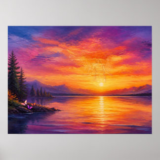 Poster Anjo no céu ao pôr do sol olhando para nós na pare
