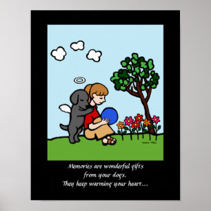 Poster Anjo preto de Labrador com desenhos animados 2 do