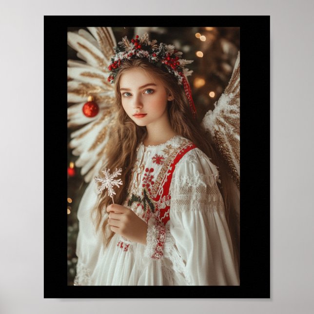Poster Anjo Rapariga Com Vinheta Flores (Frente)
