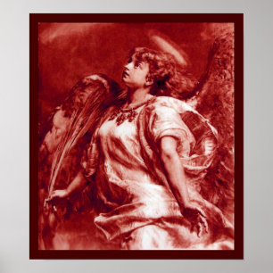 PÓSTER ANJO ROMÂNTICO COM A PENA NO BRANCO VERMELHO