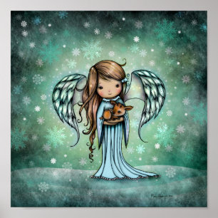 Poster Anjo segurando arte ilustrada de cervo
