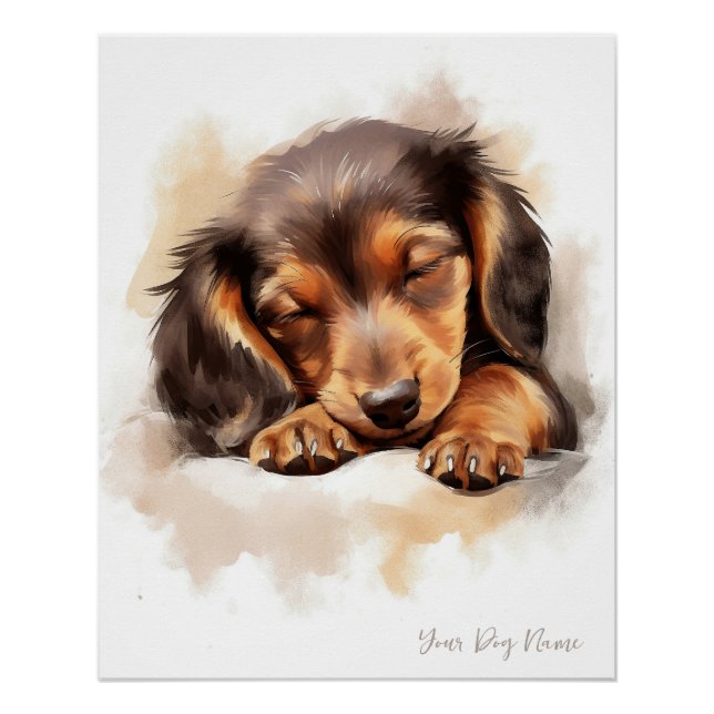 Póster Anjo super giro dormindo cachorrinho Dachshund Dog (Frente)
