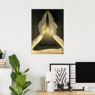 Póster Anjos de Vintage rezando sobre Jesus Cristo na cob