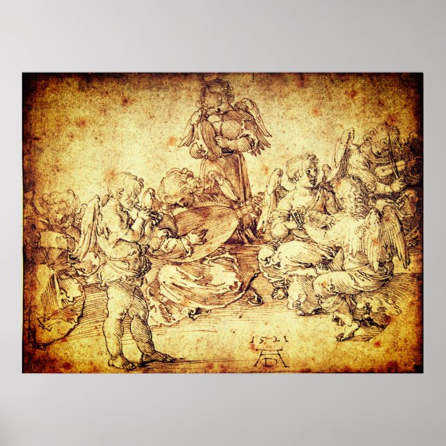 Poster Anjos Fazendo Música por Albrecht Durer (Frente)