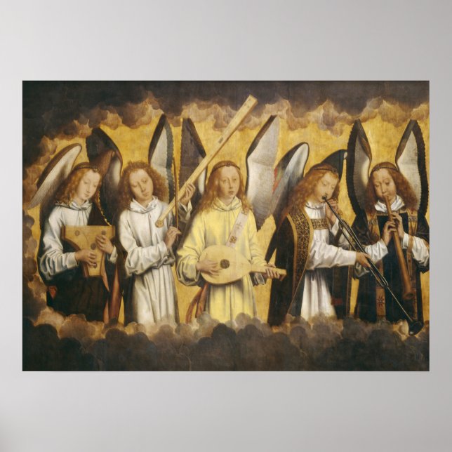 Poster anjos músicos por Hans Memling | painel esquerdo (Frente)