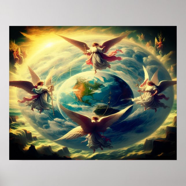 Poster Anjos Nos Quatro Cantos Da Terra em uma Parede (Frente)