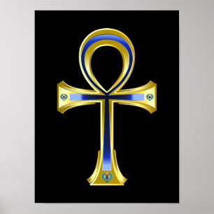 Poster Ankh Egípcio E Scarabs