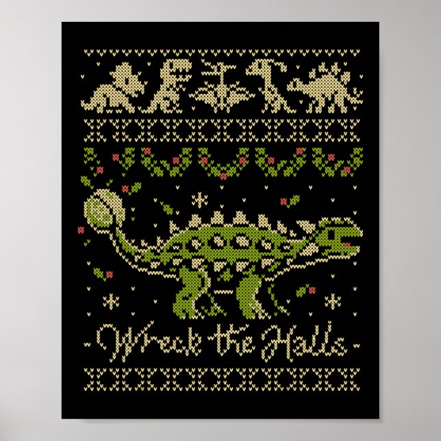 Poster Ankylosaurus Dinosaur Christmas Sweater  (Frente)