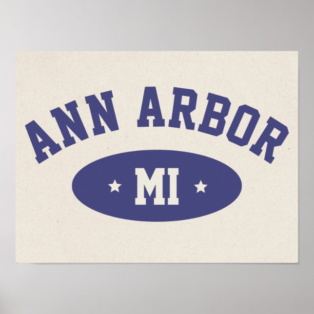 Poster Ann Arbor, Michigan Retro College Typography Print (Frente)