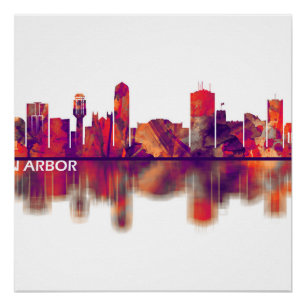 Póster Ann Arbor Michigan Skyline