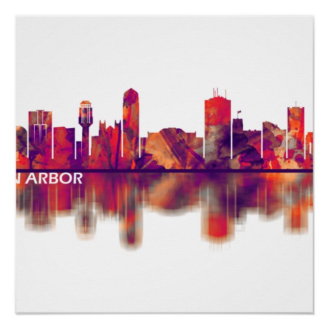 Póster Ann Arbor Michigan Skyline (Frente)