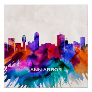 Póster Ann Arbor Skyline