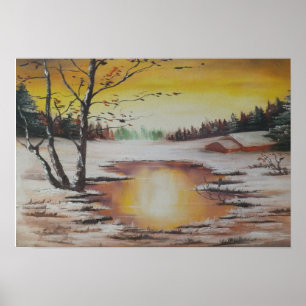 Poster Ann Hayes Pintando cena de inverno